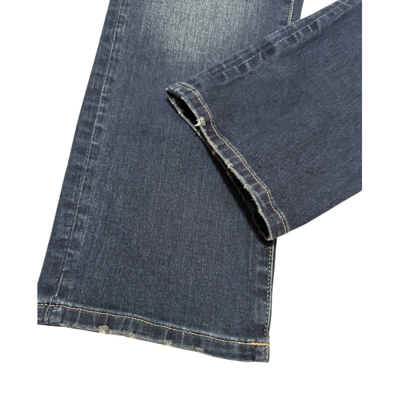 M Jeans Classic Mid-Rise Crop Maurices Womens 6 BLUE Denim Jeans Distressed Hem - Picture 13 of 16